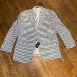 White and Blue Check Blazer